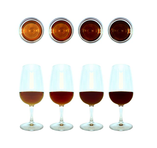 From left to right; 10-year-old Sercial, Verdelho, Bual, Malmsey