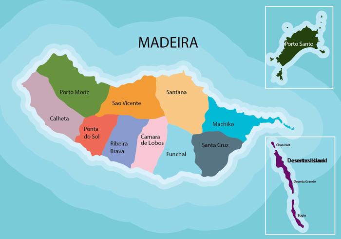 Map of Madeira Archipelago, Portugal