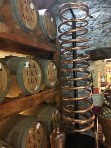 Rum barrels in the factory